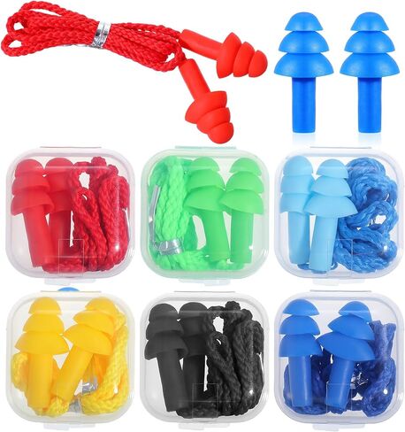 6 Pairs Ear Plugs for Sleeping, Soft Reusable Silicone Earplugs for Swimming & Noise Cancelling Ear Protection, Comfortable Moldable Fit for Travel, Work, Concerts, Snoring, Black in Saudi Arabia