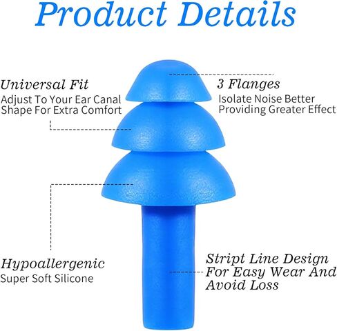 6 Pairs Ear Plugs for Sleeping, Soft Reusable Silicone Earplugs for Swimming & Noise Cancelling Ear Protection, Comfortable Moldable Fit for Travel, Work, Concerts, Snoring, Black in Saudi Arabia