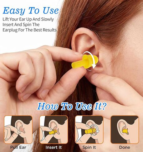 6 Pairs Ear Plugs for Sleeping, Soft Reusable Silicone Earplugs for Swimming & Noise Cancelling Ear Protection, Comfortable Moldable Fit for Travel, Work, Concerts, Snoring, Black in Saudi Arabia