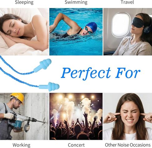 6 Pairs Ear Plugs for Sleeping, Soft Reusable Silicone Earplugs for Swimming & Noise Cancelling Ear Protection, Comfortable Moldable Fit for Travel, Work, Concerts, Snoring, Black in Saudi Arabia