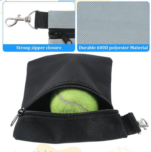2 Pack Golf Ball Bag, Golf Tee Bag Pouch 6.7" x 5.5" Zippered Pouch with Metal Lobster Clip, Waterproof Golfs Accessories Organizer for Tees Balls, Valuables Holder, Men Women​ (Black, Gray) in Saudi Arabia