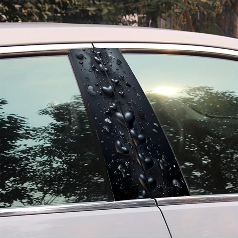 Black Car B-Pillar Protective Film, Waterproof Heart Pattern Stickers, Universal Fit, Scratch-Resistant Automotive Decals in Kuwait
