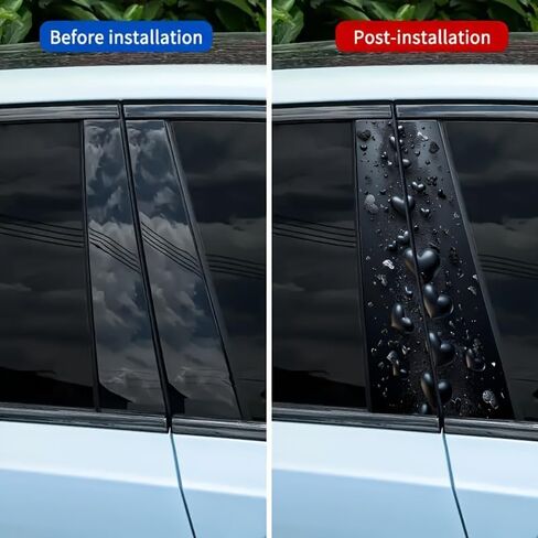 Black Car B-Pillar Protective Film, Waterproof Heart Pattern Stickers, Universal Fit, Scratch-Resistant Automotive Decals in Kuwait