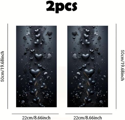 Black Car B-Pillar Protective Film, Waterproof Heart Pattern Stickers, Universal Fit, Scratch-Resistant Automotive Decals in Kuwait