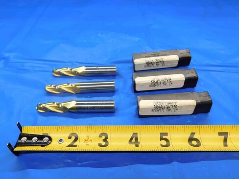 M & J Tooling LLC 3 PC. LOT of Carbide TIN Coated Tapered END Mills 3/8 Cut Dia. 3 Flute 82950171 - CB2861BR3 in Kuwait