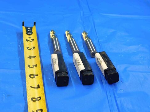 M & J Tooling LLC 3 PC. LOT of Carbide TIN Coated Tapered END Mills 3/8 Cut Dia. 3 Flute 82950171 - CB2861BR3 in Kuwait