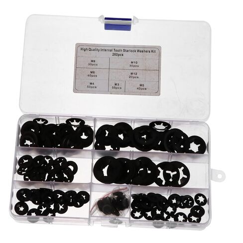 Alipis 1 Set 260pcs Plum Blossom Locking Washers Manganese Clips for Axles Shafts Snap Rings Various for Fixing Moving Parts Enhanced Thrust Load Capacity in Saudi Arabia