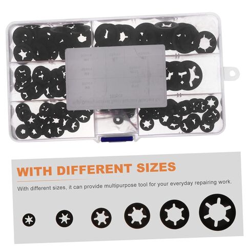 Alipis 1 Set 260pcs Plum Blossom Locking Washers Manganese Clips for Axles Shafts Snap Rings Various for Fixing Moving Parts Enhanced Thrust Load Capacity in Saudi Arabia