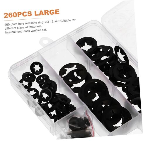 Alipis 1 Set 260pcs Plum Blossom Locking Washers Manganese Clips for Axles Shafts Snap Rings Various for Fixing Moving Parts Enhanced Thrust Load Capacity in Saudi Arabia