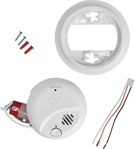 جهاز إنذار الدخان المتصل بأسلاك صلبة SMI100-AC مع بطارية احتياطية، in Kuwait