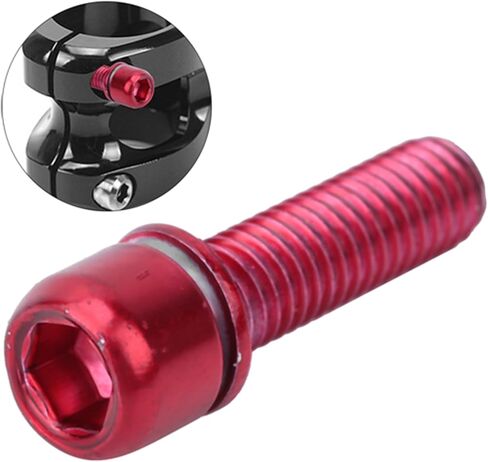 6 قطع من مسامير جذع الدراجة، برغي جذع الدراجة الفولاذي M5x18 مم، مسمار سداسي لجذع الدراجة الأنيق مقاس 0.7 بوصة، أجزاء مقود التوجيه مع فاصل لمعدات تثبيت الدراجة على الطرق الجبلية، أحمر in Kuwait