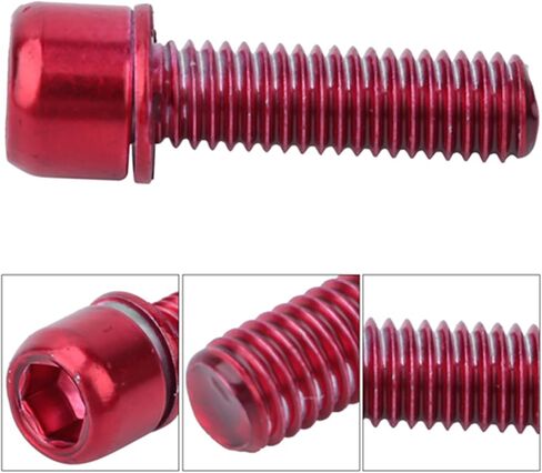 6 قطع من مسامير جذع الدراجة، برغي جذع الدراجة الفولاذي M5x18 مم، مسمار سداسي لجذع الدراجة الأنيق مقاس 0.7 بوصة، أجزاء مقود التوجيه مع فاصل لمعدات تثبيت الدراجة على الطرق الجبلية، أحمر in Kuwait