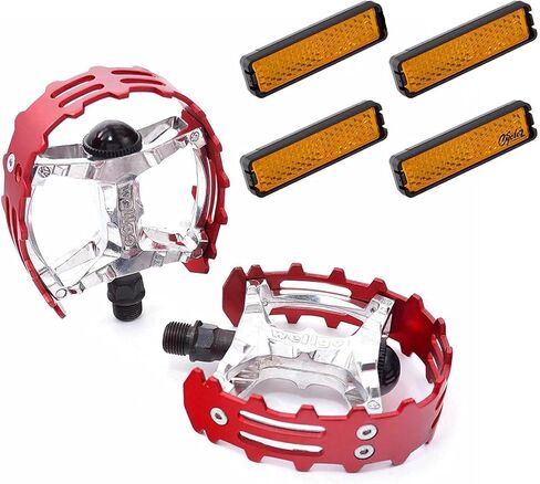 CYCLEZ 9/16" Wellgo XC-II Bear Trap Bike Pedal Set, Old School Retro Style for BMX and Beach Cruiser Bicycles with 3-Piece Cranks Includes Snap-on Cateye Reflectors -Multiple Colors in Kuwait