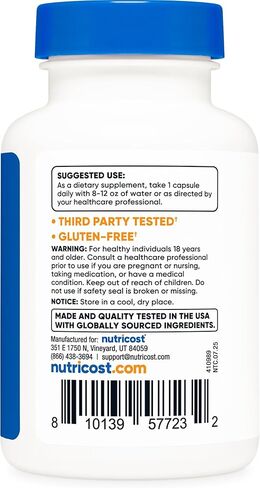 نوتريكوست S.O.D. مكمل 300 مجم (2400 وحدة استرالية) لكل وجبة، 120 كبسولة لـ 120 حصة لكل زجاجة - سوبر أكسيد ديسموتاز، نباتي، خالي من الكائنات المعدلة وراثيًا، خالي من الغلوتين in Kuwait