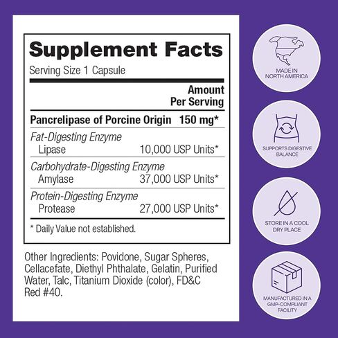 Pancreatic Digestive Enzymes 10,000 Lipase USP Units – High-Potency Pancreatic Digestive Enzyme Supplement for Gas, Bloating & Indigestion Relief– Gut Health & Nutrient Absorption– 50 Capsules in Saudi Arabia