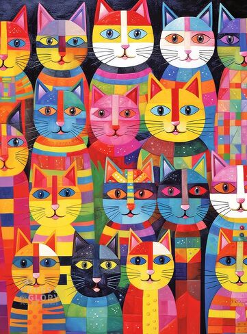 الكفوف والانعكاس: حوض السمك من شركة Cross & Glory - تحدي فكاهي مكون من 1000 قطعة مع صور ملونة وأفعال غريبة للقطط - أحجية الصور المقطوعة المضحكة in Kuwait