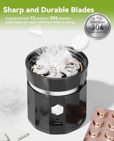 Portable Cordless Electric Pill Crusher - Wodvalt Pill Crusher Fine Powder for Elderly, Battery Operated Pill Grinder for Multiple Pills, Small and Large Medication and Vitamin Tablets in Saudi Arabia