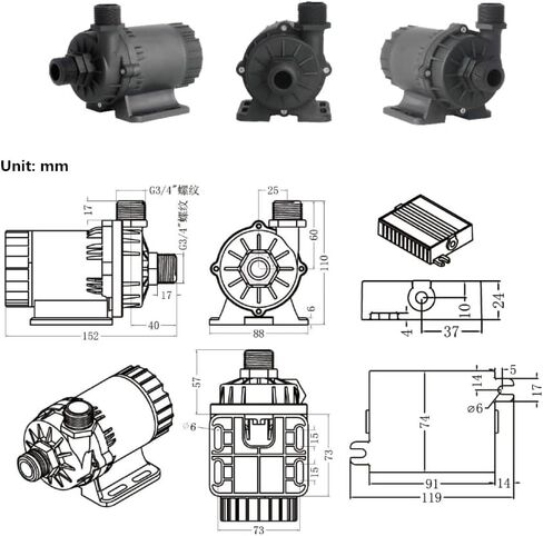 SHYSKY Heavy Duty Low Noise 24V 120W Micro Brushless DC Water Pump DC60G-24120S-1 39ft 1003GPH, DRY RUN Protection, For Cooling Circulation Pressure Sys in Kuwait