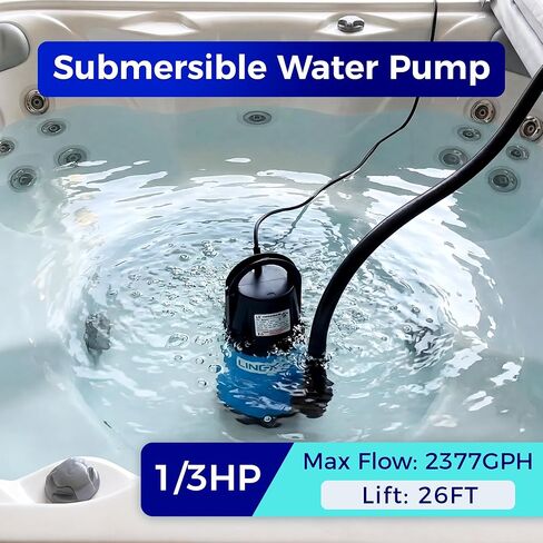 Sump Pump 1/2 HP 2370GPH Submersible Water Pump Thermoplastic Portable Utility Pump High Flow Water Removal for Swimming Pool Garden Pond Basement Window Wells in Saudi Arabia