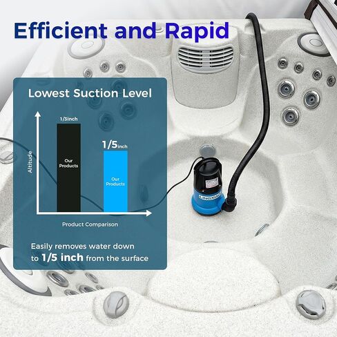 Sump Pump 1/2 HP 2370GPH Submersible Water Pump Thermoplastic Portable Utility Pump High Flow Water Removal for Swimming Pool Garden Pond Basement Window Wells in Saudi Arabia