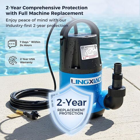 Sump Pump 1/2 HP 2370GPH Submersible Water Pump Thermoplastic Portable Utility Pump High Flow Water Removal for Swimming Pool Garden Pond Basement Window Wells in Saudi Arabia