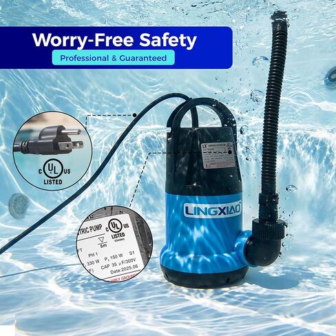 Sump Pump 1/2 HP 2370GPH Submersible Water Pump Thermoplastic Portable Utility Pump High Flow Water Removal for Swimming Pool Garden Pond Basement Window Wells in Saudi Arabia