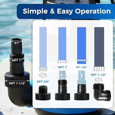 Sump Pump 1/2 HP 2370GPH Submersible Water Pump Thermoplastic Portable Utility Pump High Flow Water Removal for Swimming Pool Garden Pond Basement Window Wells in Saudi Arabia