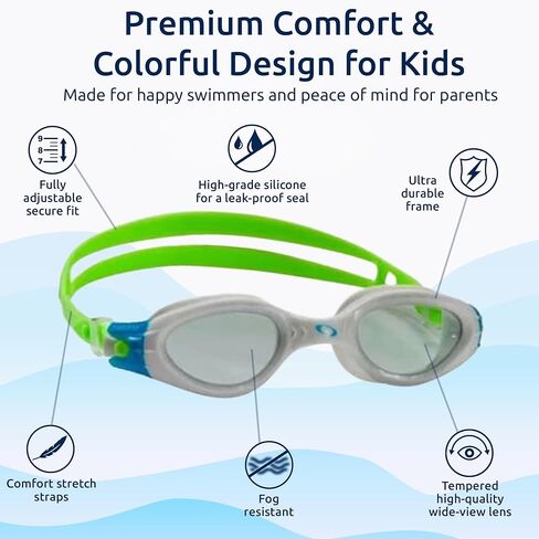 Oceanic Kids Swim Goggles 3 Pack, Youth Swimming Goggles Ages 4-14, Anti-Fog & UV 400, Leak-Proof Soft Silicone Seal, Wide-View Lenses, Easy-Adjust Side Buckles in Saudi Arabia