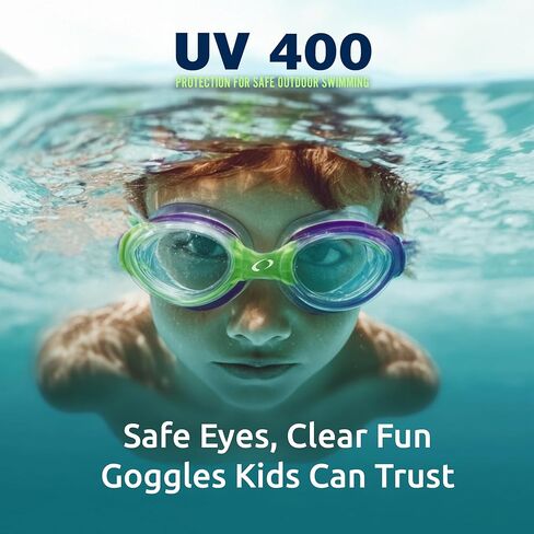 Oceanic Kids Swim Goggles 3 Pack, Youth Swimming Goggles Ages 4-14, Anti-Fog & UV 400, Leak-Proof Soft Silicone Seal, Wide-View Lenses, Easy-Adjust Side Buckles in Saudi Arabia