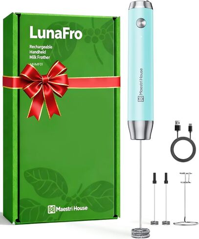 ماكينة رغوة الحليب القابلة لإعادة الشحن من مايستري هاوس مع حامل، ماكينة صنع رغوة كهربائية محمولة باليد من لونافرو مقاومة للماء وقابلة للفصل من الفولاذ المقاوم للصدأ، خلاط مشروبات رغوي لللاتيه والكابتشينو in Kuwait