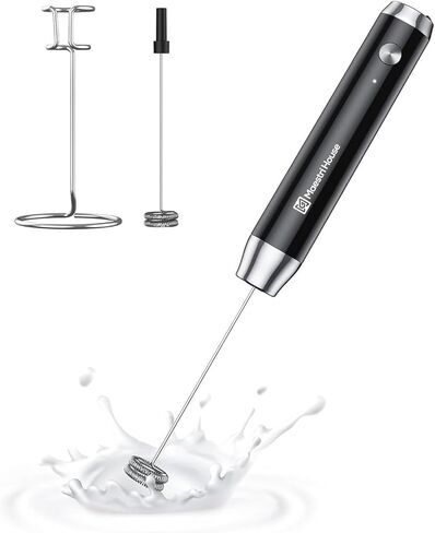 Maestri House Rechargeable Milk Frother with Stand, LunaFro Handheld Electric Foam Maker Waterproof Detachable Stainless Steel Whisk Drink Mixer Foamer for Lattes, Cappuccino in Saudi Arabia