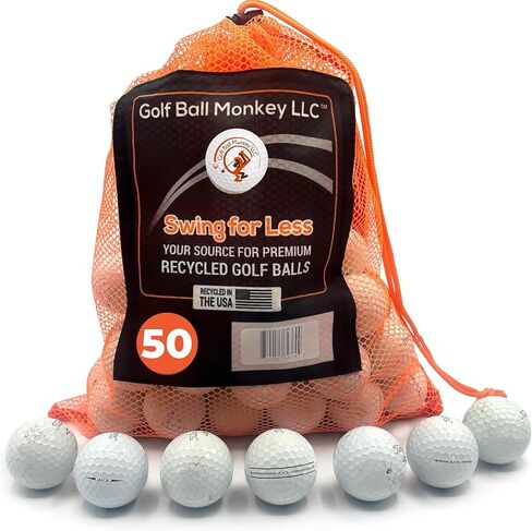 Golf Ball Monkey Cheap Recycled for Titleist AVX Golf Balls Bulk White 50 Pack - Good Condition Used Golf Balls AVX for Titleist Golf Balls AVX Used for Men and for Women, Comes with a Mesh Bag in Saudi Arabia