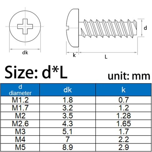 Nickel-Plated Carbon Steel M3 M3.5 4/5/6/7-30MM Cross Recessed Round Head Screw 100Pcs(6mm,M3.5 (100pcs)) in Saudi Arabia