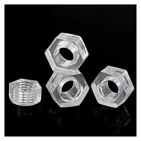 Clear Nylon Hex Nuts - M3 M4 M5 M6 Transparent Plastic Acrylic Hexagon Nut - 10/50/100/1000pcs(M3 10pcs) in Saudi Arabia