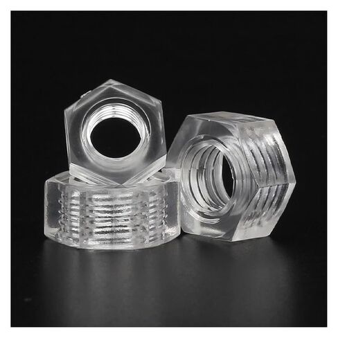 Clear Nylon Hex Nuts - M3 M4 M5 M6 Transparent Plastic Acrylic Hexagon Nut - 10/50/100/1000pcs(M3 10pcs) in Saudi Arabia