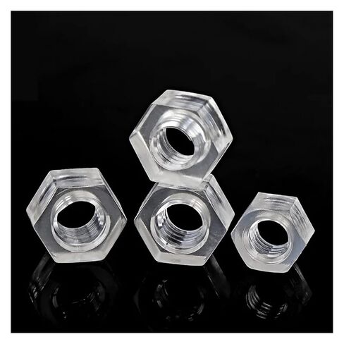Clear Nylon Hex Nuts - M3 M4 M5 M6 Transparent Plastic Acrylic Hexagon Nut - 10/50/100/1000pcs(M3 10pcs) in Saudi Arabia