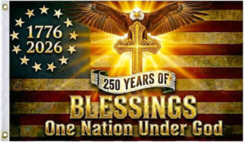 250 Anniversary USA Flag, Double Sided 3-Ply 3x5 FT Patriotic 1776-2026 USA Flag, Outdoor Banner, One Nation Under God, 250th Anniversary Celebration Decor for 4th of July Decorations (Black) in Saudi Arabia