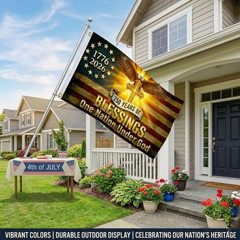 250 Anniversary USA Flag, Double Sided 3-Ply 3x5 FT Patriotic 1776-2026 USA Flag, Outdoor Banner, One Nation Under God, 250th Anniversary Celebration Decor for 4th of July Decorations (Black) in Saudi Arabia