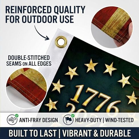 250 Anniversary USA Flag, Double Sided 3-Ply 3x5 FT Patriotic 1776-2026 USA Flag, Outdoor Banner, One Nation Under God, 250th Anniversary Celebration Decor for 4th of July Decorations (Black) in Saudi Arabia