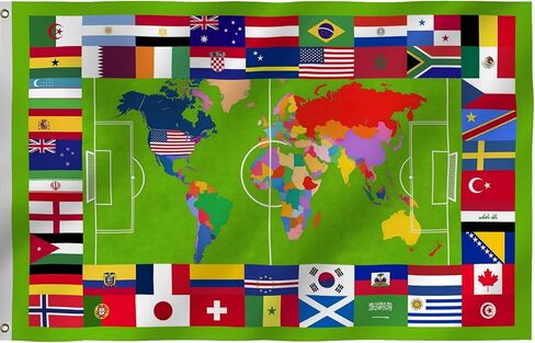 2026 World Football Soccer Flag 3X5FT, 48 Countries Flags, Showcase Decorations Football Supporters Banner,Soccer Merchandise Accessories,Great Soccer Fans Gifts, Vivid Color and Fade Proof,Canvas Header and Double Stitched with Brass Grommets, Indoor, Ou in Saudi Arabia