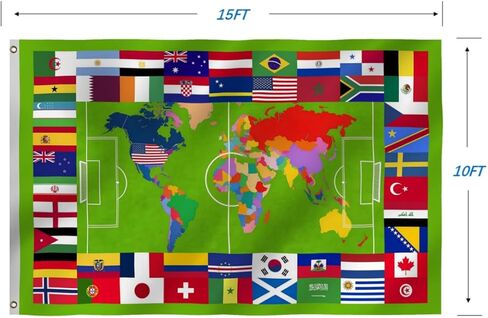 2026 World Football Soccer Flag 3X5FT, 48 Countries Flags, Showcase Decorations Football Supporters Banner,Soccer Merchandise Accessories,Great Soccer Fans Gifts, Vivid Color and Fade Proof,Canvas Header and Double Stitched with Brass Grommets, Indoor, Ou in Saudi Arabia