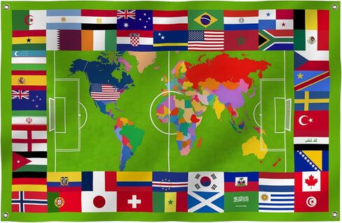 2026 World Football Soccer Flag 3X5FT, 48 Countries Flags, Showcase Decorations Football Supporters Banner,Soccer Merchandise Accessories,Great Soccer Fans Gifts, Vivid Color and Fade Proof,Canvas Header and Double Stitched with Brass Grommets, Indoor, Ou in Saudi Arabia