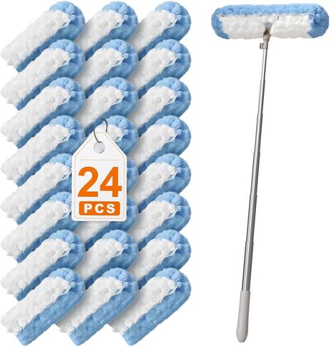 مقبض منفضة JOYMOOP قابل للتمديد بطول 6 أقدام مع 24 عبوة ثقيلة، متوافق مع عبوات منفضة سويفر، وسادات غبار من الألياف الدقيقة للاستعمال مرة واحدة لتنظيف المنزل، والسقف، والمروحة، والنوافذ، والمناطق التي يصعب الوصول إليها in Kuwait