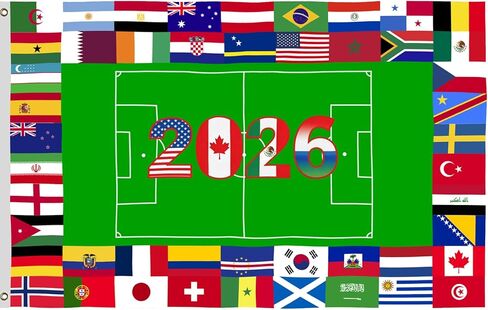 2026 World Football Soccer Flag 3X5FT, 48 Countries Flags, Showcase Decorations Football Supporters Banner,Soccer Merchandise Accessories,Great Soccer Fans Gifts, Vivid Color and Fade Proof,Canvas Header and Double Stitched with Brass Grommets, Indoor, Ou in Saudi Arabia