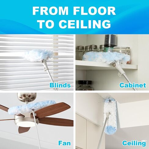 مقبض منفضة JOYMOOP قابل للتمديد بطول 6 أقدام مع 24 عبوة ثقيلة، متوافق مع عبوات منفضة سويفر، وسادات غبار من الألياف الدقيقة للاستعمال مرة واحدة لتنظيف المنزل، والسقف، والمروحة، والنوافذ، والمناطق التي يصعب الوصول إليها in Kuwait