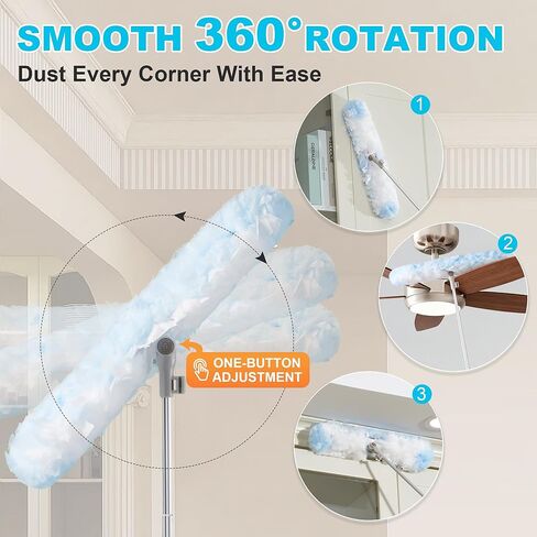 مقبض منفضة JOYMOOP قابل للتمديد بطول 6 أقدام مع 24 عبوة ثقيلة، متوافق مع عبوات منفضة سويفر، وسادات غبار من الألياف الدقيقة للاستعمال مرة واحدة لتنظيف المنزل، والسقف، والمروحة، والنوافذ، والمناطق التي يصعب الوصول إليها in Kuwait