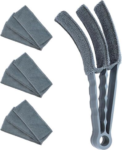 Microfiber Feather Duster, Window Blind Duster Brush, Blind Cleaner Tools for Window Blinds, Air Conditioner Vents, Fans, Car Vents - 1 Brush with 4 Microfiber Sleeves in Kuwait