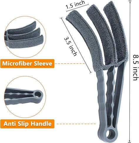 Microfiber Feather Duster, Window Blind Duster Brush, Blind Cleaner Tools for Window Blinds, Air Conditioner Vents, Fans, Car Vents - 1 Brush with 4 Microfiber Sleeves in Kuwait