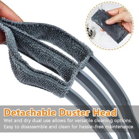 Microfiber Feather Duster, Window Blind Duster Brush, Blind Cleaner Tools for Window Blinds, Air Conditioner Vents, Fans, Car Vents - 1 Brush with 4 Microfiber Sleeves in Kuwait