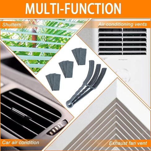 Microfiber Feather Duster, Window Blind Duster Brush, Blind Cleaner Tools for Window Blinds, Air Conditioner Vents, Fans, Car Vents - 1 Brush with 4 Microfiber Sleeves in Kuwait